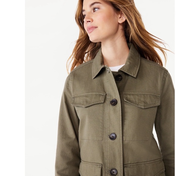 🔵 4) Free Assembly Women's Modern Utility Jacket sz XS NWT olive green - Picture 2 of 8